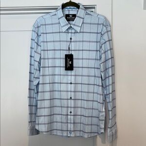 Blue and White Casual Button Down Shirt Modern Fit